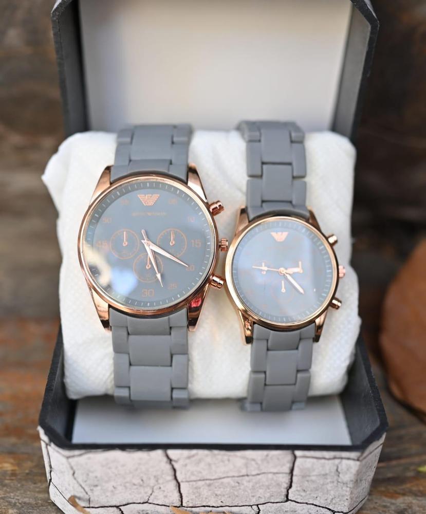 Premium Stainless Steel Couple’s Chronograph Watches – Water‑Resistant Quartz Dual Set